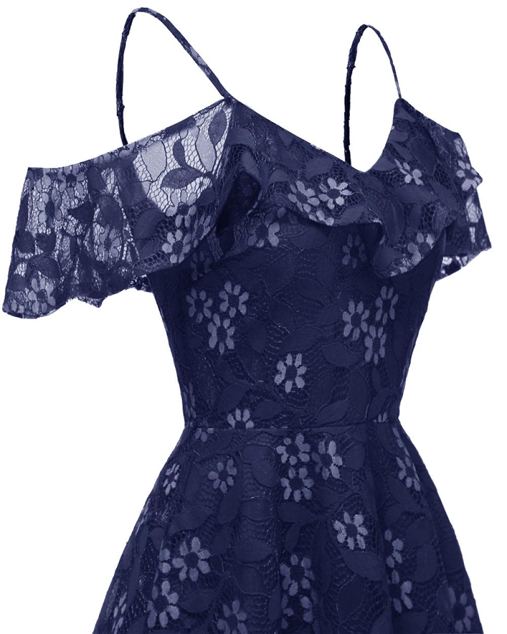Floral Lace Wrap Skirt Dress for Women - Elegant Ruffle Neck & Backless Design - Perfect for Summer Outfits, Beach Vacations & Date Nights