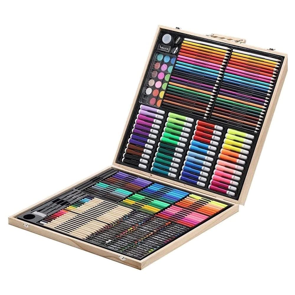 258-Piece Deluxe Art Set with Crayons, Colored Pencils & Paints in Wooden Case - Professional Artist Kit for Adults, Teens & Beginners | Perfect for Sketching, Painting & Creative Projects