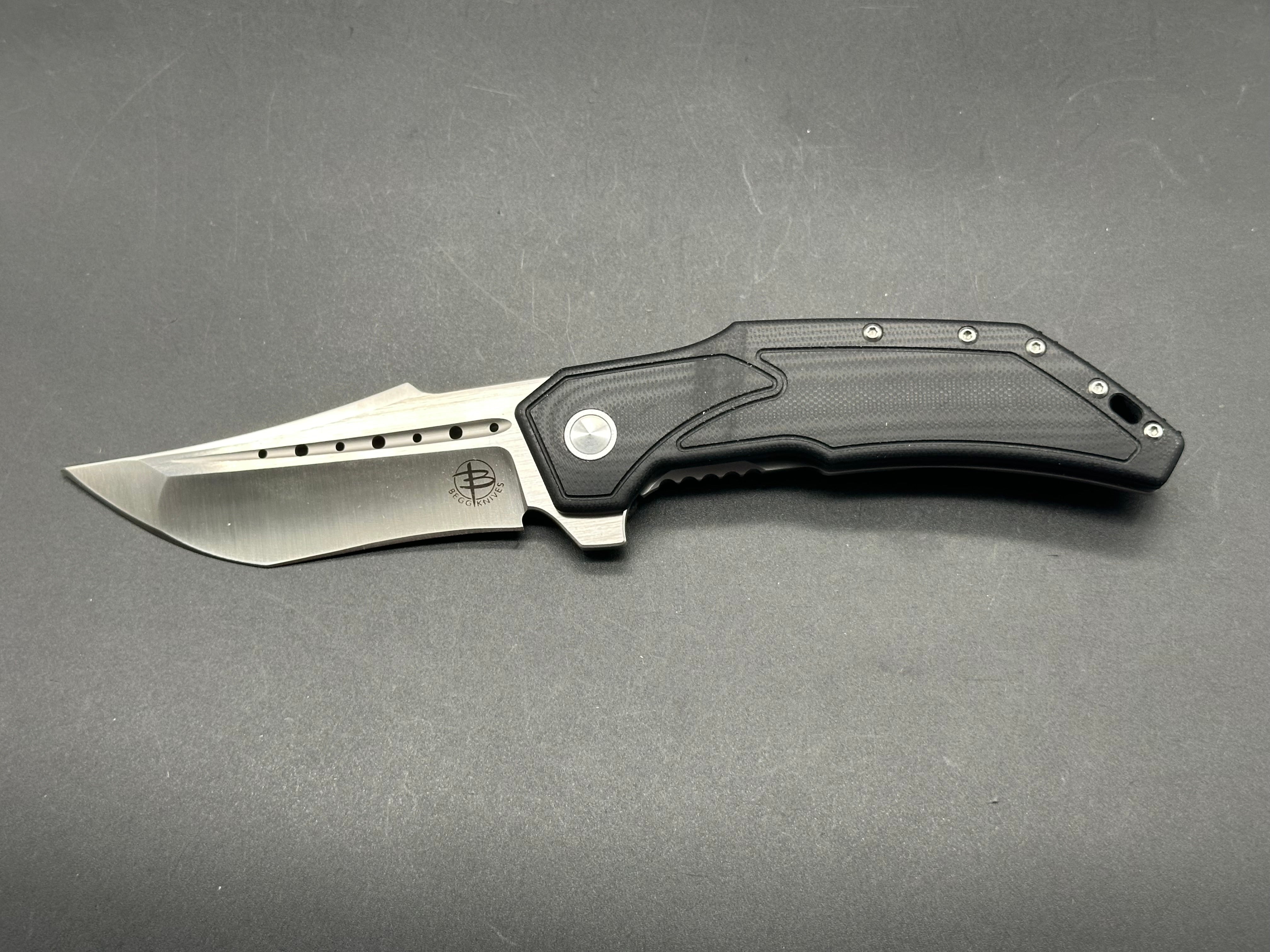 Begg Knives Astio Frame Lock Folding Knife - Black G10 Handle, 3.5
