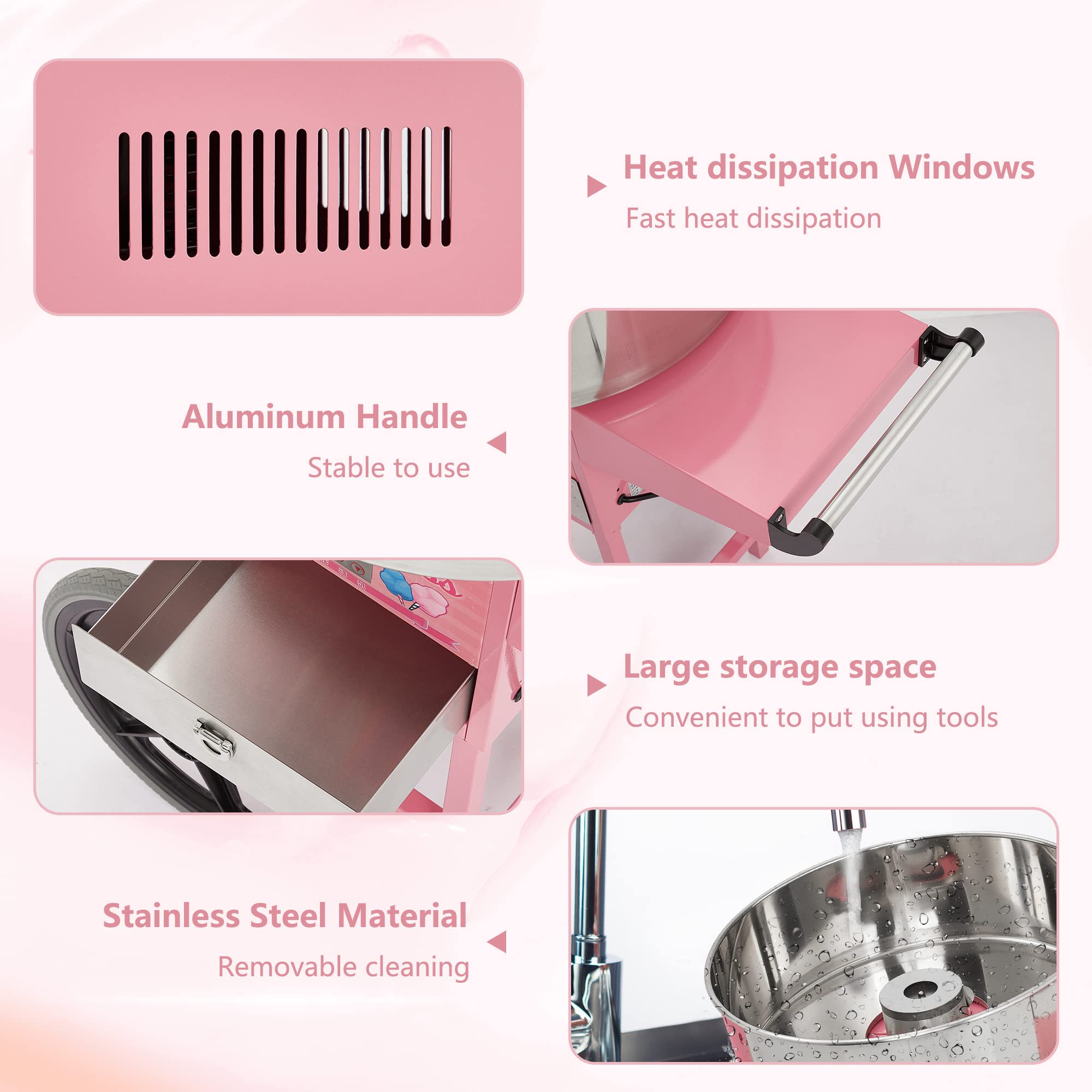 Garvee Extra Large Commercial Cotton Candy Machine - Electric Cotton Candy Floss Maker with 20
