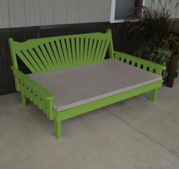 A&L Furniture Yellow Pine Fanback Daybed - Rustic Wooden Sofa Bed for Living Room, Guest Room & Outdoor Use