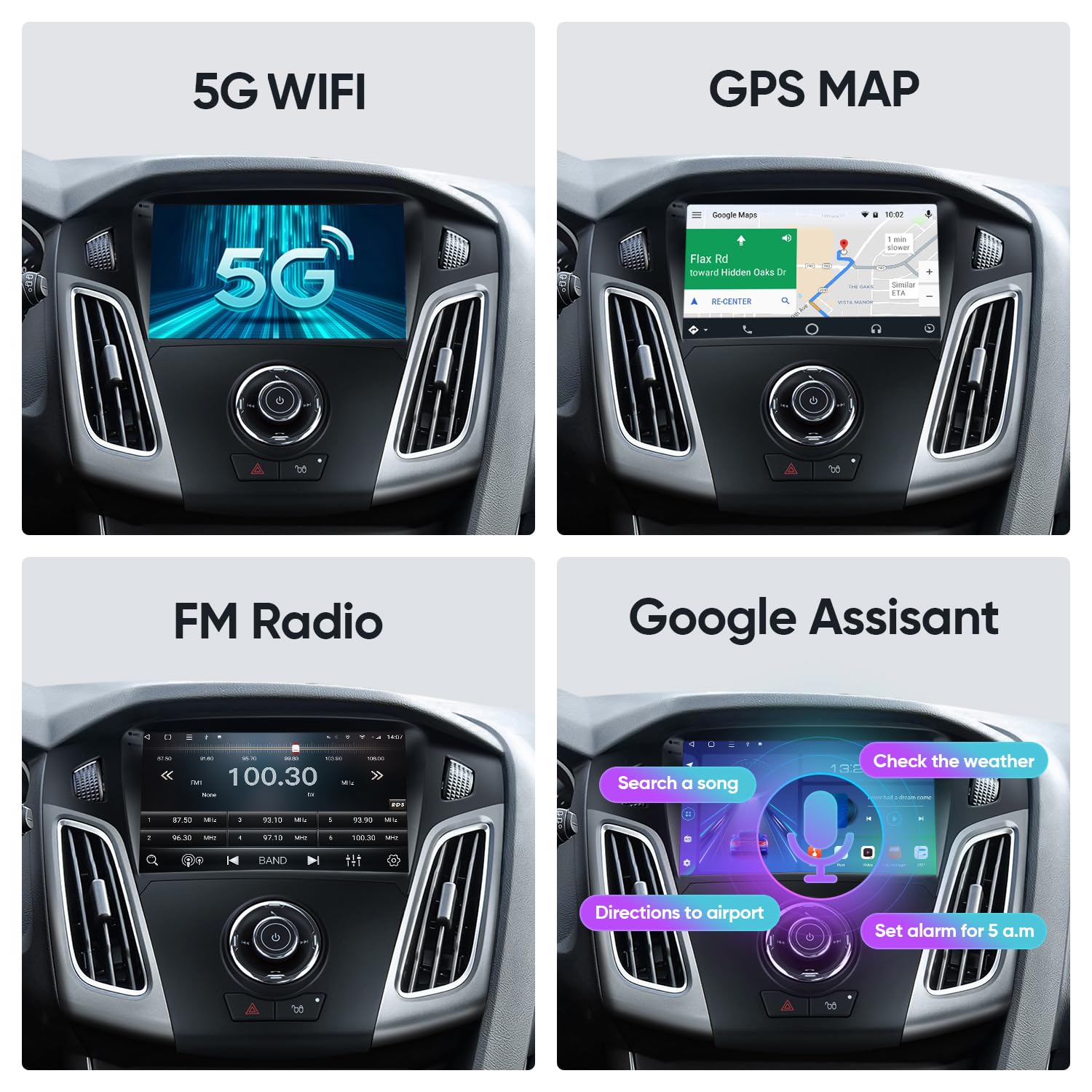 Ford Focus 2012-2018 Car Stereo with Wireless CarPlay & Android Auto - Plug & Play 5G WiFi Bluetooth 5.0 GPS Navigation - Steering Wheel Control for Seamless Driving & Entertainment