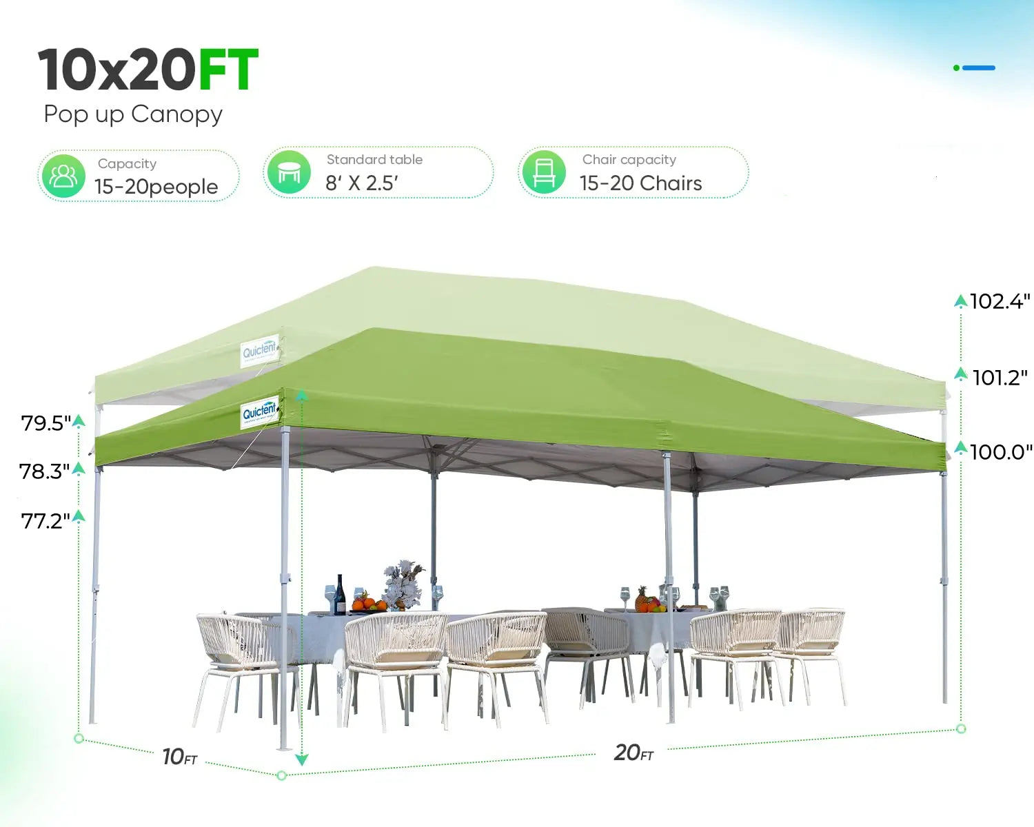 10' x 20' Pop Up Canopy Tent with Removable Side Walls - Waterproof Outdoor Shelter for Parties, Camping & Beach Events