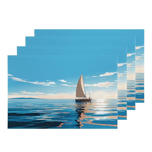 Blue3 Sailboat on Sea Blue03