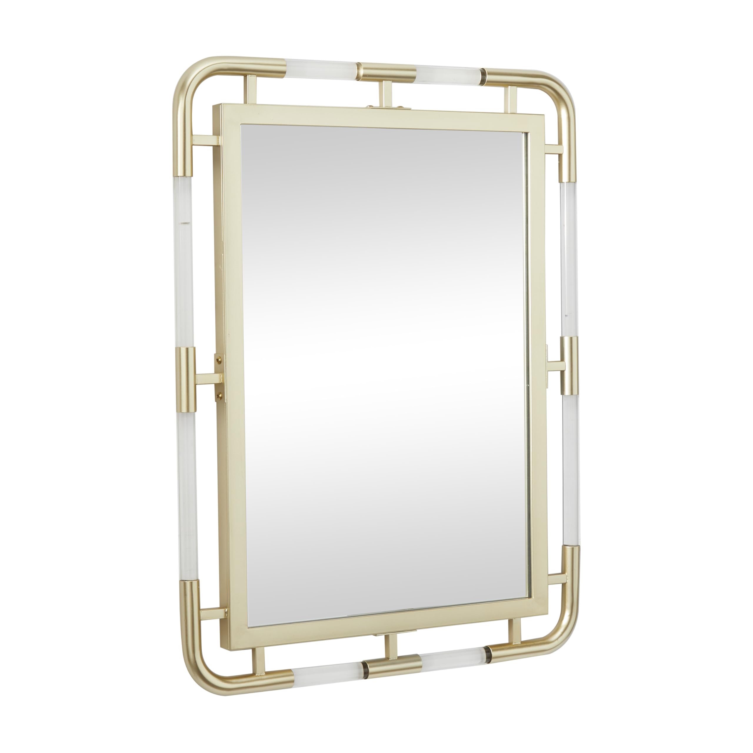CosmoLiving by Cosmopolitan Gold Metal Wall Mirror 24x32 Inches - Modern Entryway Mirror with Acrylic Details for Hallway, Living Room & Bedroom Decor - Wall Mounted Mirror for Home & Office