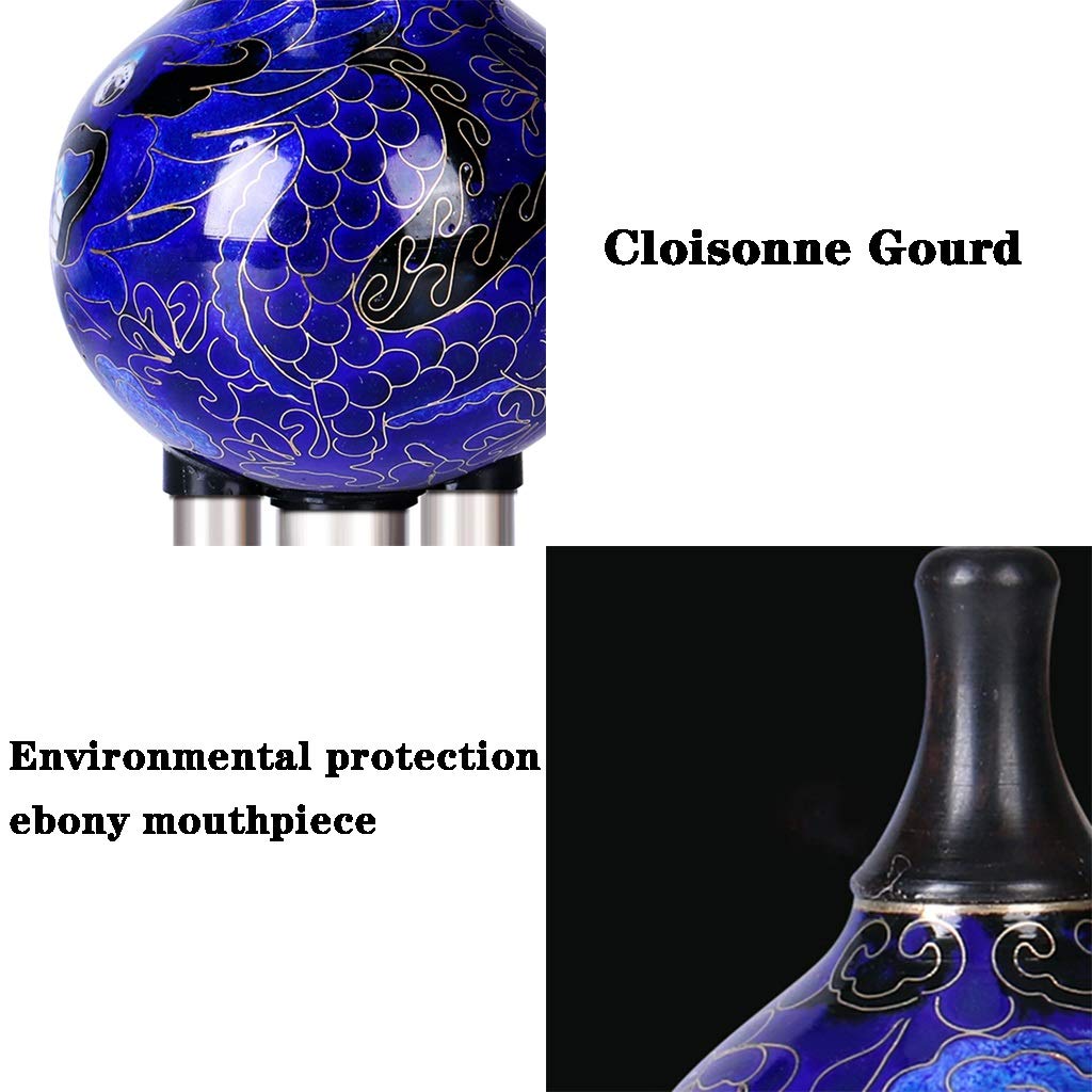 Traditional Chinese Cloisonne Gourd Flute (Hulusi) - Handcrafted Blue G-Key Instrument for Beginners & Professionals | Perfect Gift for Music Lovers | Ideal for Meditation, Cultural Performances & Music Therapy