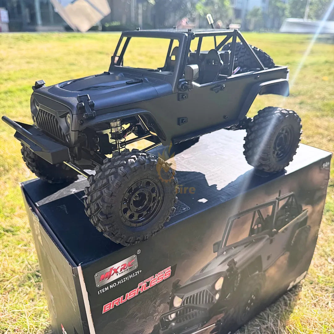 MJX Hyper Go H12Y 1/12 Scale High-Speed RC Car with 3650 Brushless Motor - Durable Aluminum Shell, Black - Perfect for Off-Road Racing & Backyard Driving