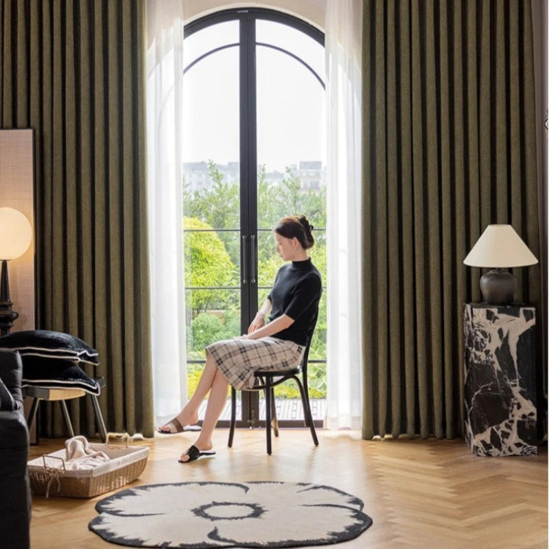Natasha Cotton Linen Cross Weave Blackout Curtains for Bedroom - Thermal Insulated Window Drapes for Living Room & Nursery, Noise Reducing & Light Blocking Home Decor