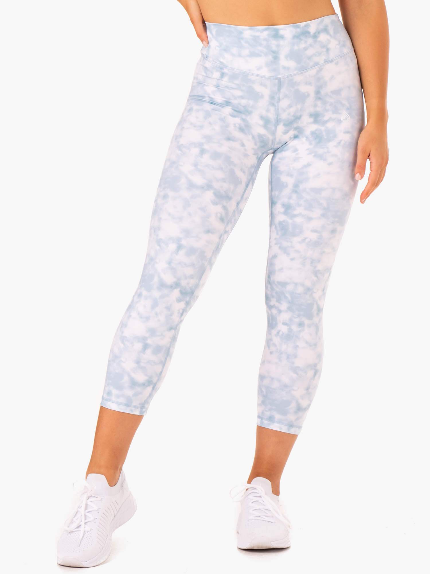 Tie Dye 7/8 Leggings for Women - Steel Blue Yoga Pants with Comfortable Stretchy Fabric - Perfect for Yoga, Gym Workouts & Casual Wear