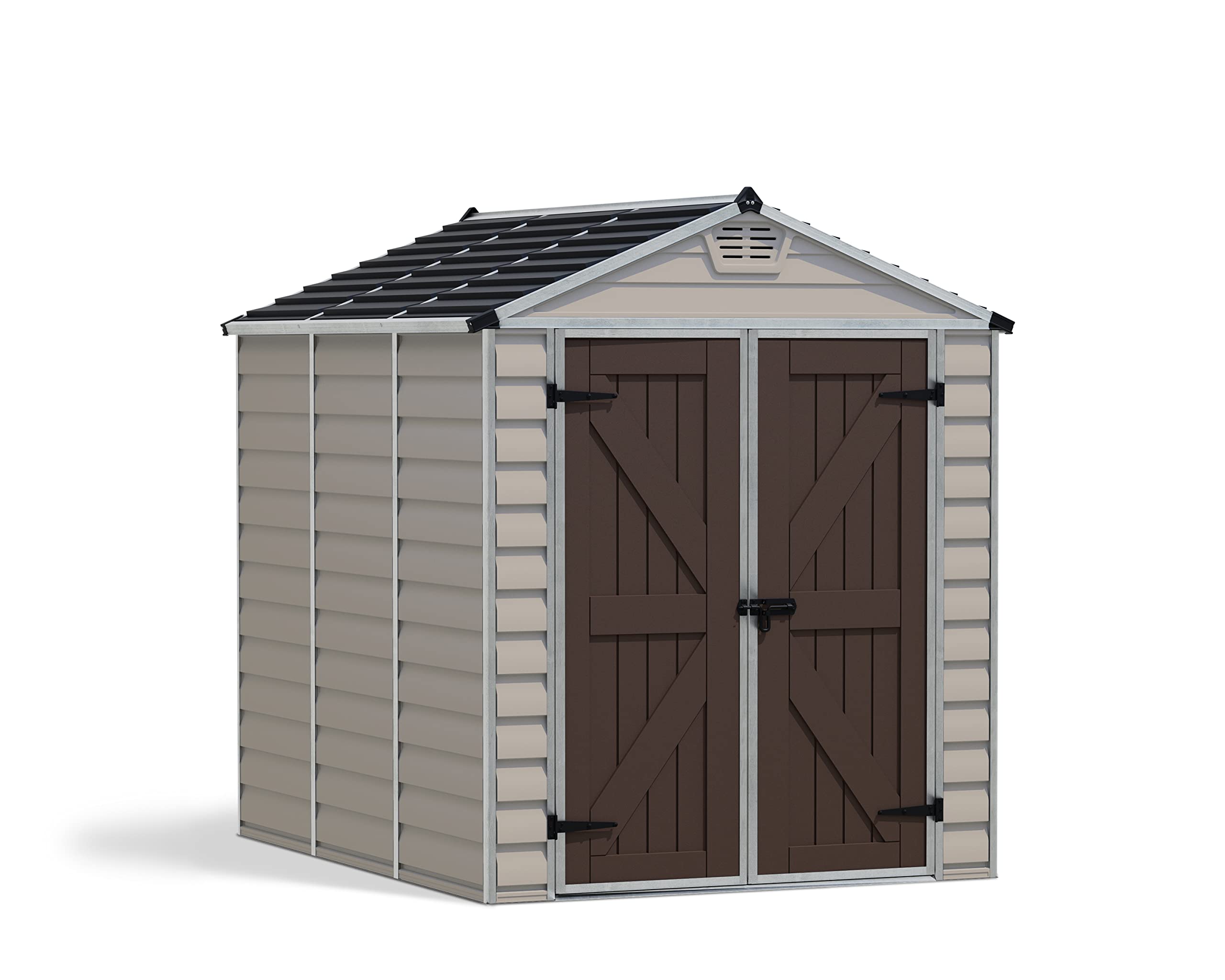Palram Canopia SkyLight 6' x 8' Outdoor Storage Shed in Tan - Durable Garden Shed for Backyard, Patio & Lawn Equipment Organization - Perfect for Storing Tools, Bikes & Seasonal Items