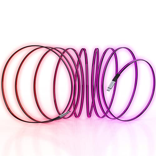 6FT USB C to USB C Cable with LED Light - 60W Fast Charging Cable for iPad Mini 6, iPad Pro 2021/2020, iPad Air 4, MacBook Pro, Samsung Galaxy S23/S22/S21, Nintendo Switch - Multicolor Charger Cord for Home, Office & Travel