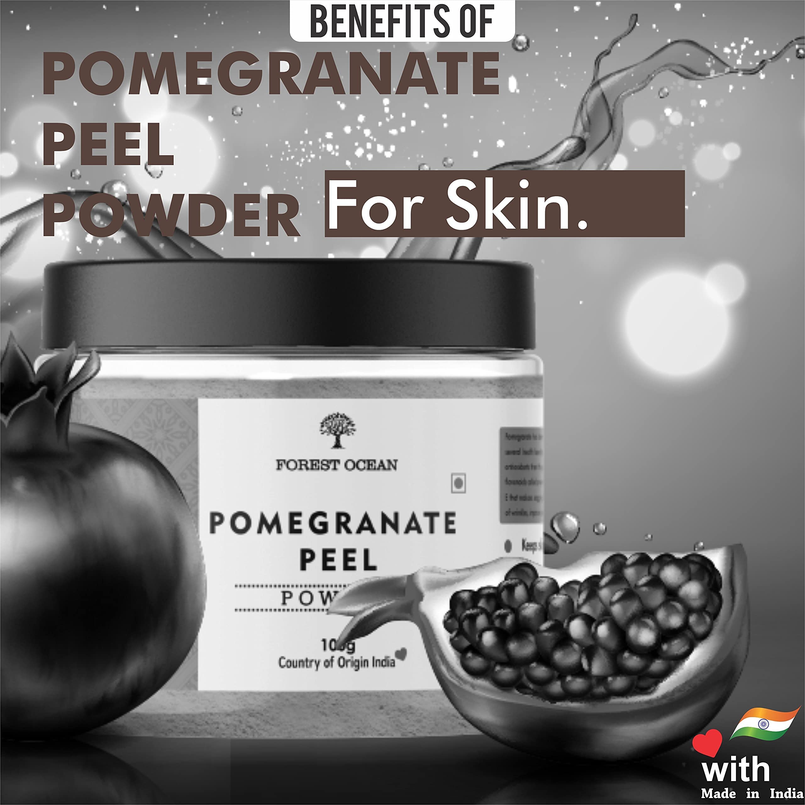 Forest Ocean Orange Peel Powder & Pomegranate Peel Powder Combo Pack (100g x 2) - Natural Skin Brightening, Acne Treatment, Wrinkle Removal & Oil Control for Glowing Skin | Perfect for DIY Face Masks & Organic Skincare Routine