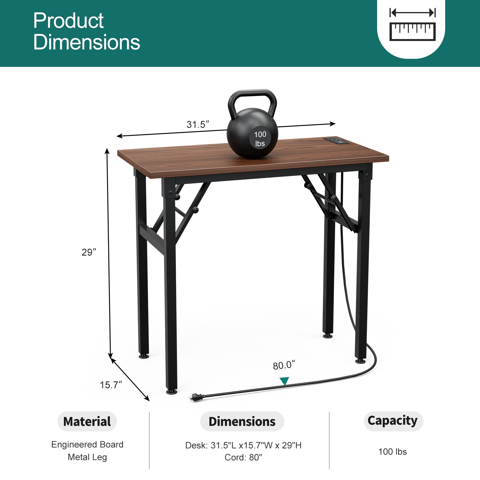 Frylr Small Folding Computer Desk 31.5