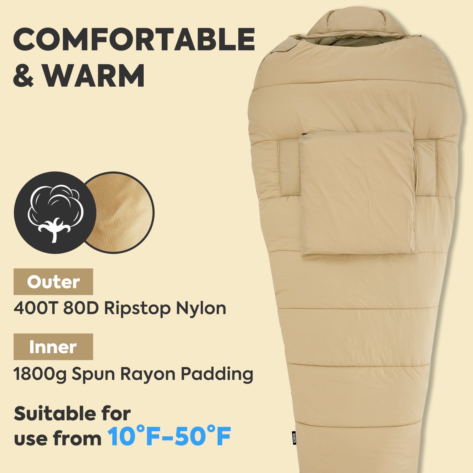 10°F Cold Weather Sleeping Bags for Adults - Ultra Warm & Lightweight for Winter Camping, Hiking, Backpacking - Perfect for Outdoor Adventures in Snow & Extreme Conditions
