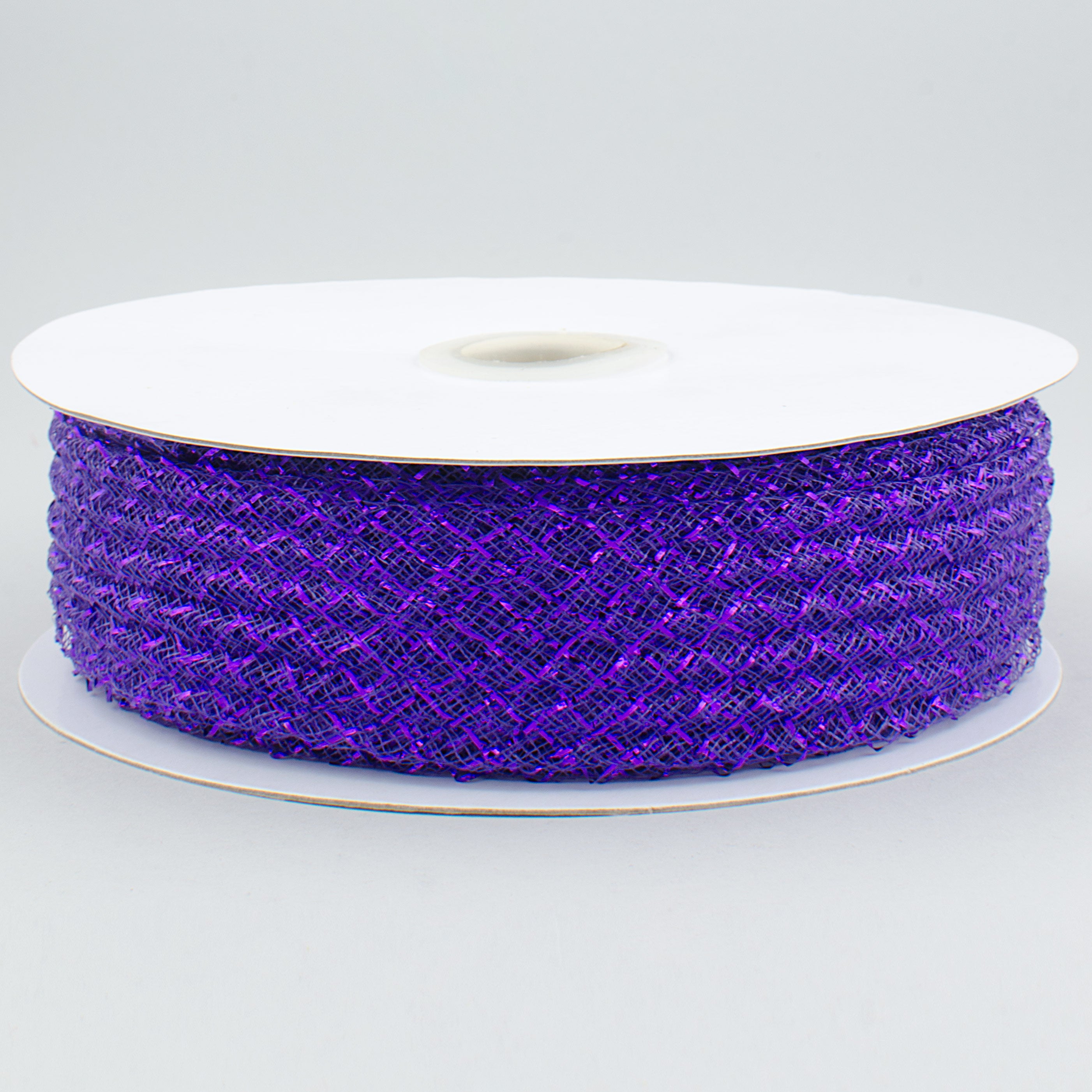 1.5 Inch Deco Flex Mesh Ribbon - Metallic Purple Gift Wrapping Ribbon (30 Yards) for DIY Crafts, Holiday Decorations, and Party Favors