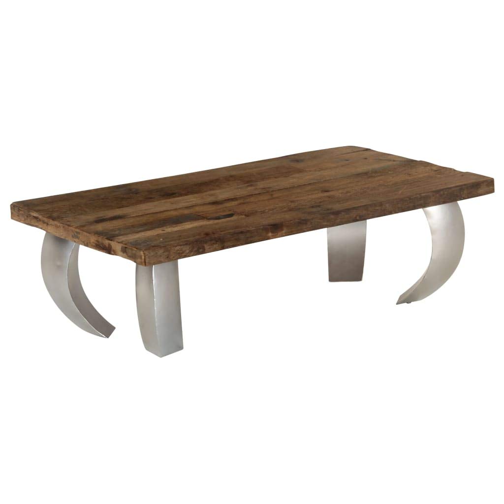 Solid Wood Coffee Table - Reclaimed Wood & Steel Industrial Style - 43.3