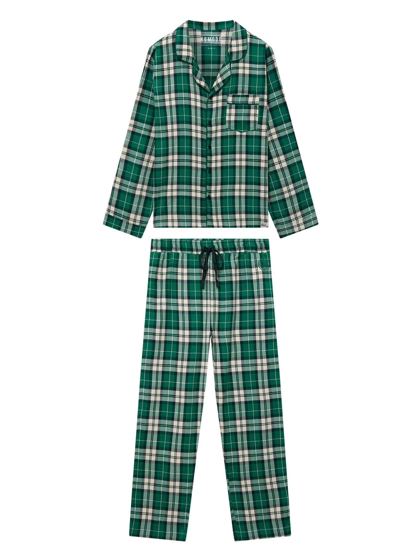 Organic Cotton Women's Pajama Set - Soft & Breathable Sleepwear | Green Floral Print | Perfect for Lounge, Sleep & Relaxation at Home