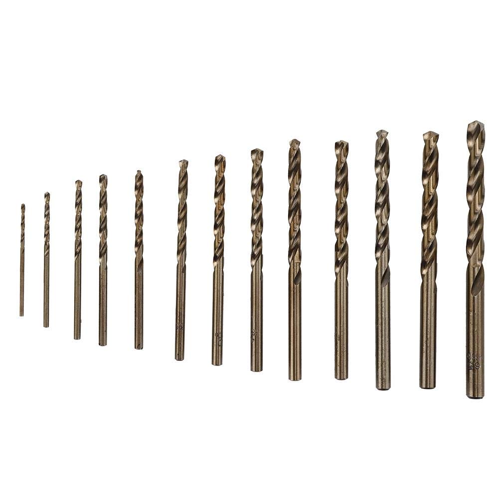 13Pcs HSS-CO Twisted Drill Bit Set with Straight Handle - High Speed Steel Cobalt Drill Bits for Home DIY, Engineering, Construction & Metal/Plastic/Wood Drilling - Perfect for General Repairs, Furniture Assembly & Workshop Projects