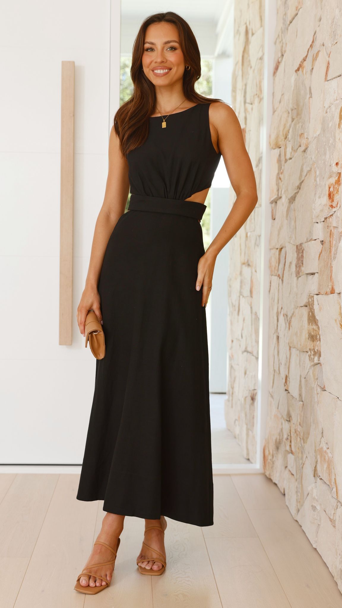 Kimberley Maxi Dress for Women - Elegant Black Long Summer Dress for Beach, Party & Casual Wear