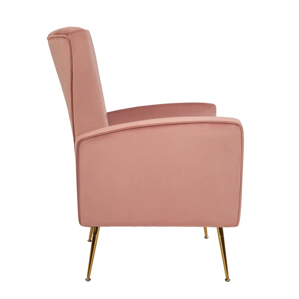 HomVent Accent Wingback Arm Chair - Channel Tufted Upholstered Single Sofa with Golden Legs for Living Room, Bedroom, Club - Elegant Lounge Chair for Home Decor & Relaxation