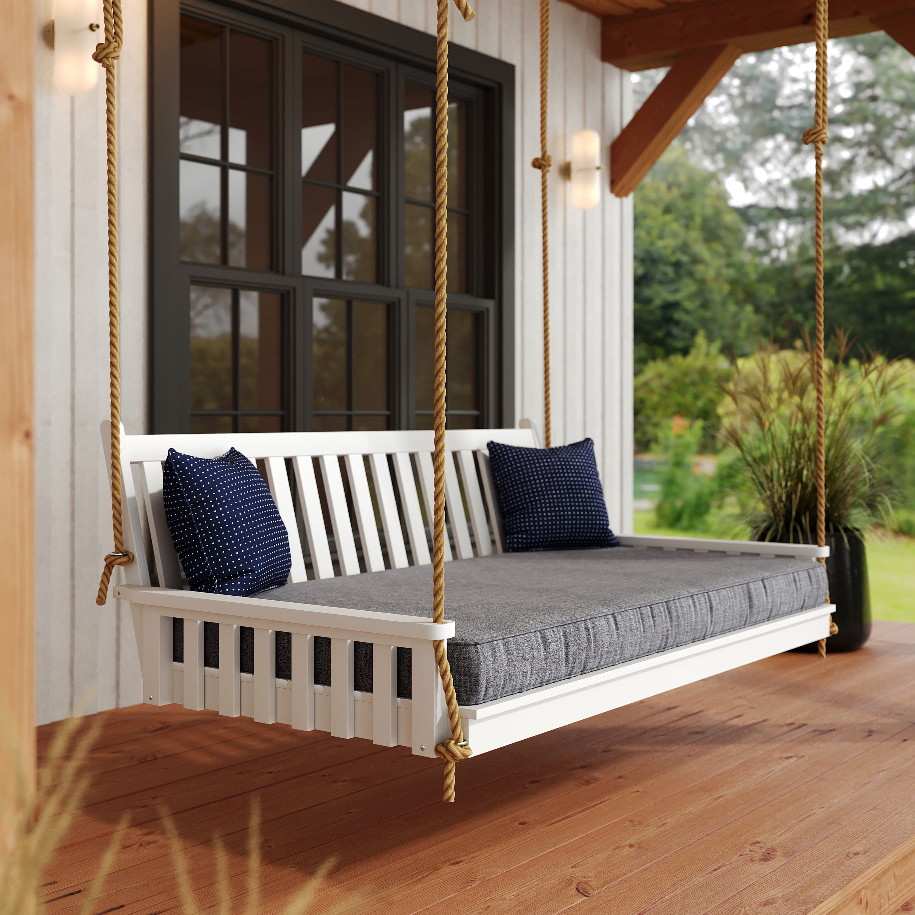 Keystone Amish Co. 6 Foot Franklin Recycled Plastic Swing Bed - Turf Green - Perfect for Patio, Garden, and Backyard Relaxation