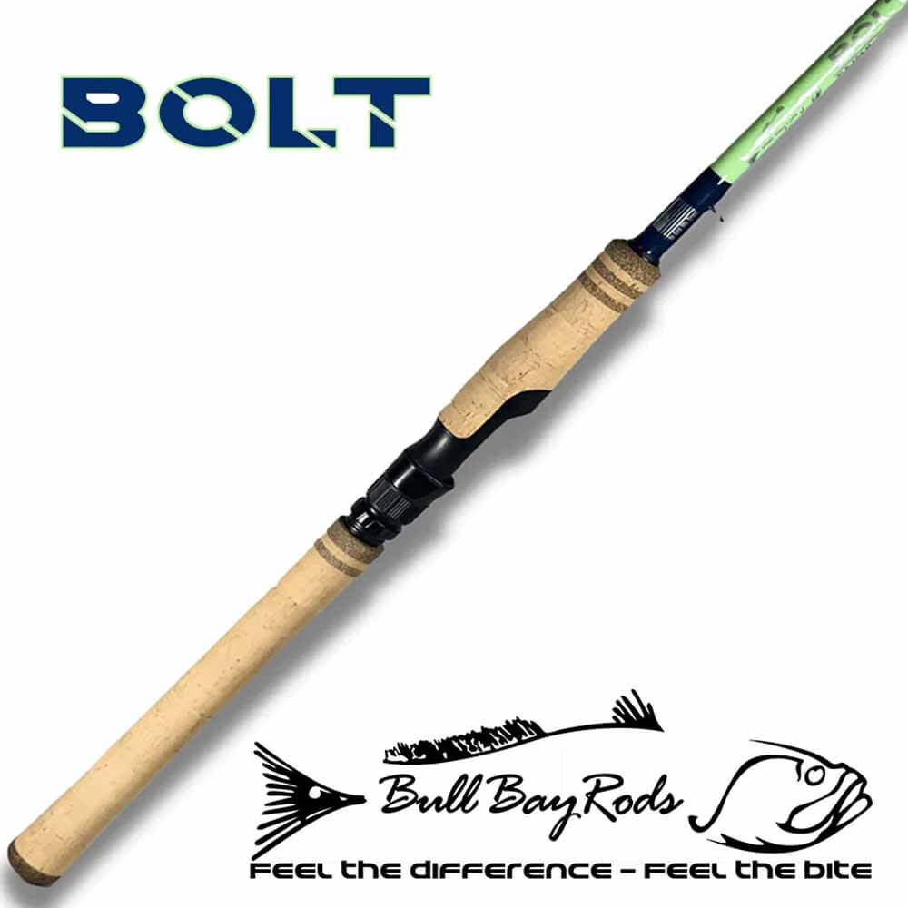 Bull Bay Bolt Spinning Fishing Rod - Lightweight Graphite Saltwater & Freshwater Fishing Pole for Bass, Trout, and Walleye - Perfect for Shore Fishing, Boat Angling, and Kayak Adventures