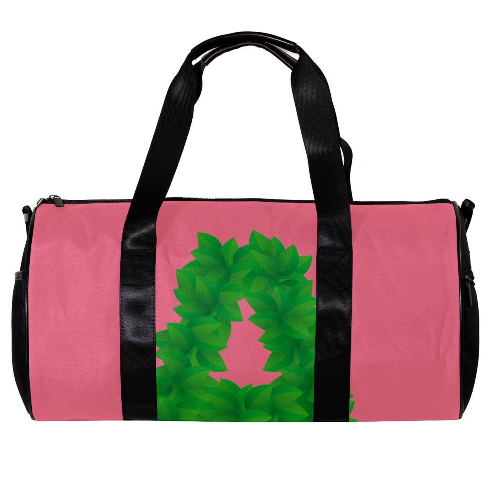 Gym Duffle Bag for Men & Women - Large Overnight Weekender Travel Carry On Bag with Leaf Pattern in Pink - Perfect for Gym, Sports, Travel and Weekend Getaways