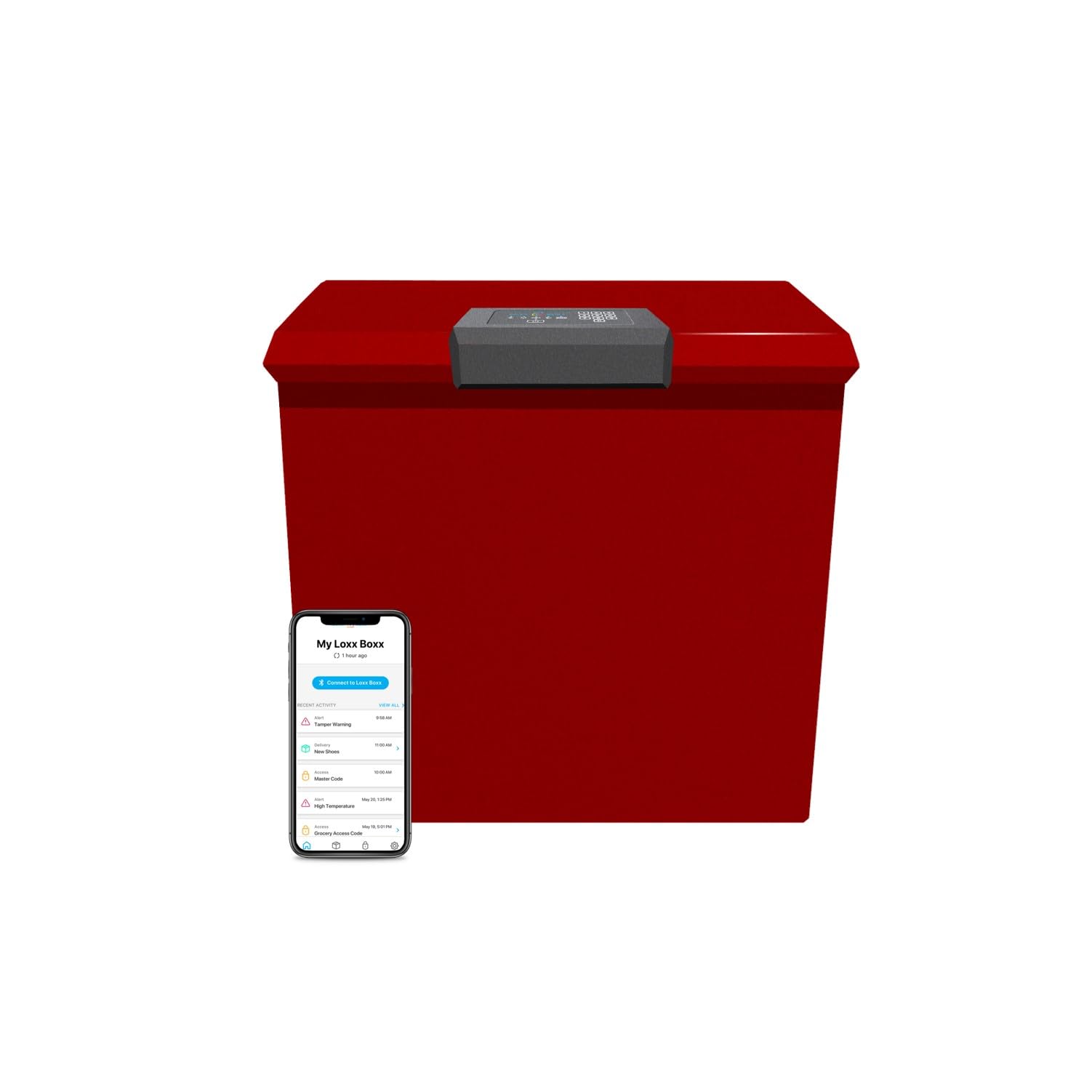 Loxx Boxx Smart Parcel Locker - Large Red Package Delivery Box with LTE Cellular, Wi-Fi & Bluetooth - Secure Mailbox for Home, Office & Apartment Deliveries - Perfect for Online Shopping & Contactless Package Receiving