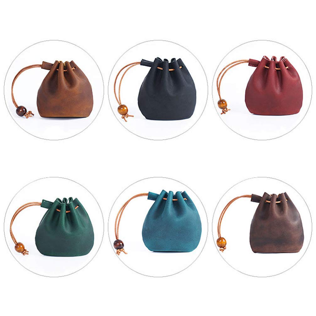 Renaissance Leather Drawstring Pouch - Medieval Style Coin Purse & Change Holder for Men & Women (Coffee Brown) - Perfect for Renaissance Fairs, LARP Events & Historical Reenactments