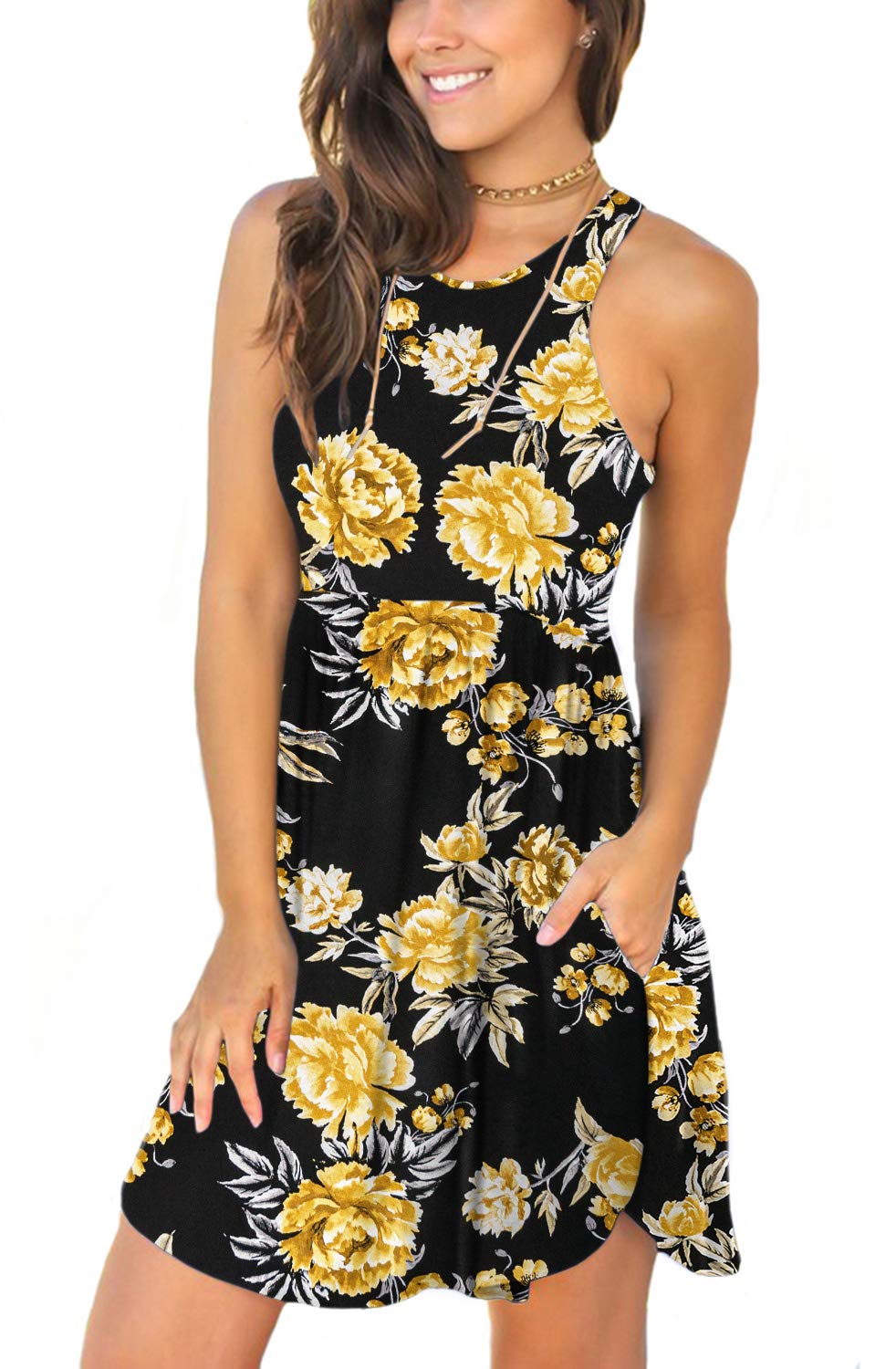 Women's Casual Sleeveless Loose Fit Short Dress with Pockets - Plain Summer Sundress for Beach, Vacation & Everyday Wear