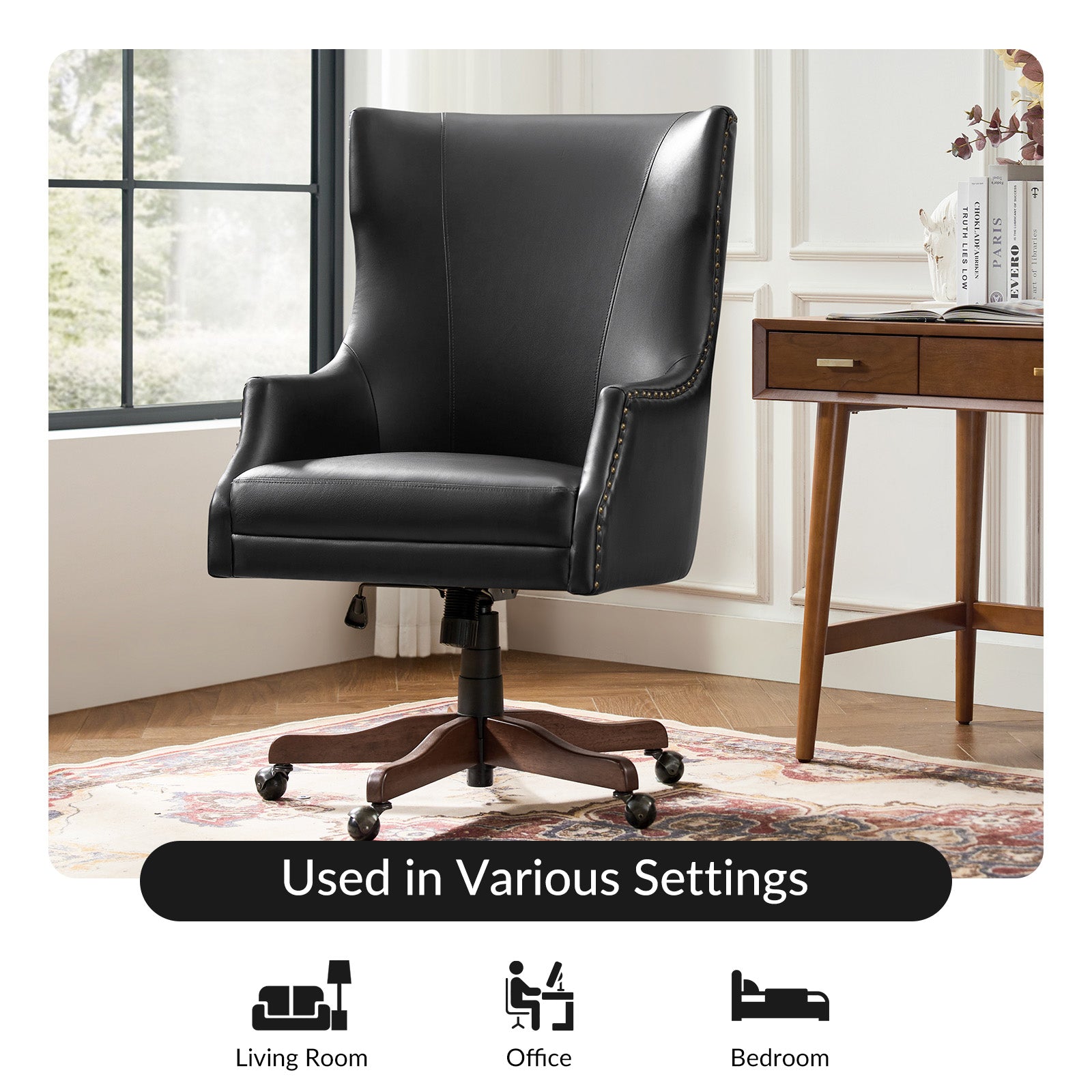 Caesar Classic Modern Office Chair with Elegant Copper Nailheads - Ergonomic Executive Desk Chair for Home & Office Workspace - Perfect for Professionals, Gamers and Remote Workers