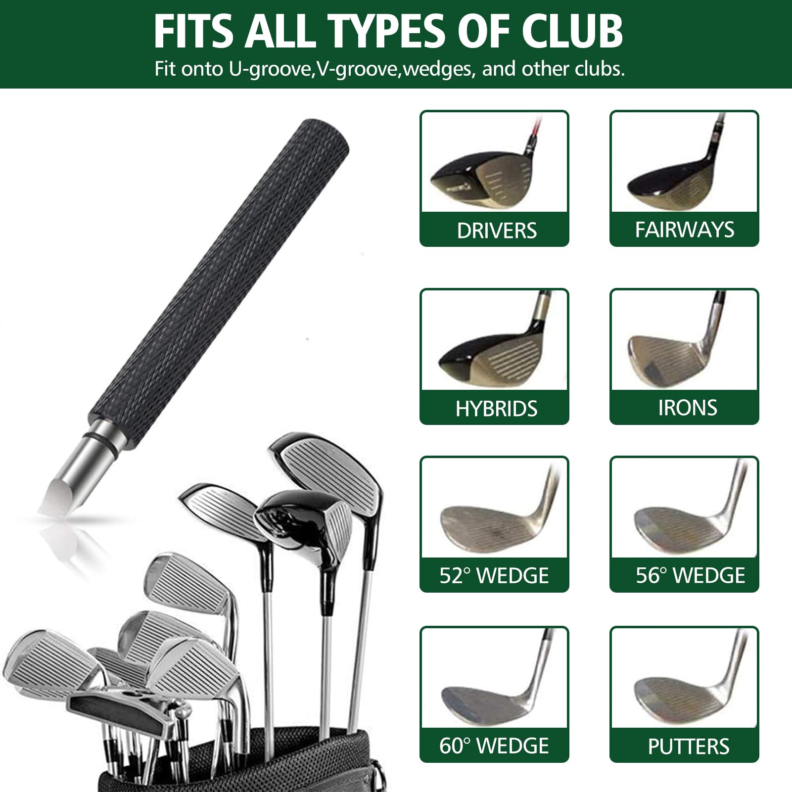 Premium Golf Club Cleaner Brush & Groove Sharpener Tool with Retractable Clip & Squeeze Water Bottle (7.5 Inch, 4oz) - Essential Golf Bag Accessories & Best Golf Gifts for Men - Perfect for Course Maintenance & On-the-Go Cleaning