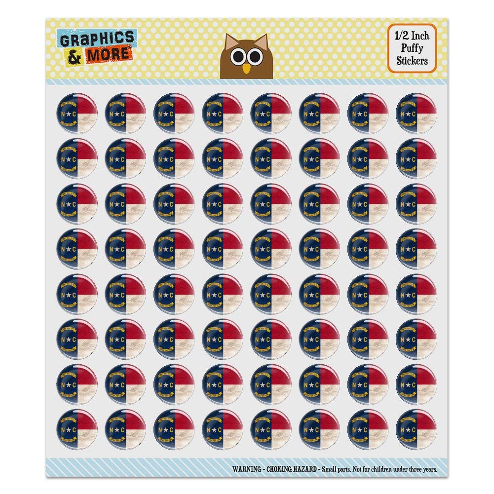 Vintage North Carolina State Flag Distressed USA Puffy Bubble Dome Stickers - Perfect for Scrapbooking, DIY Crafts, Journaling, and Home Decor Projects
