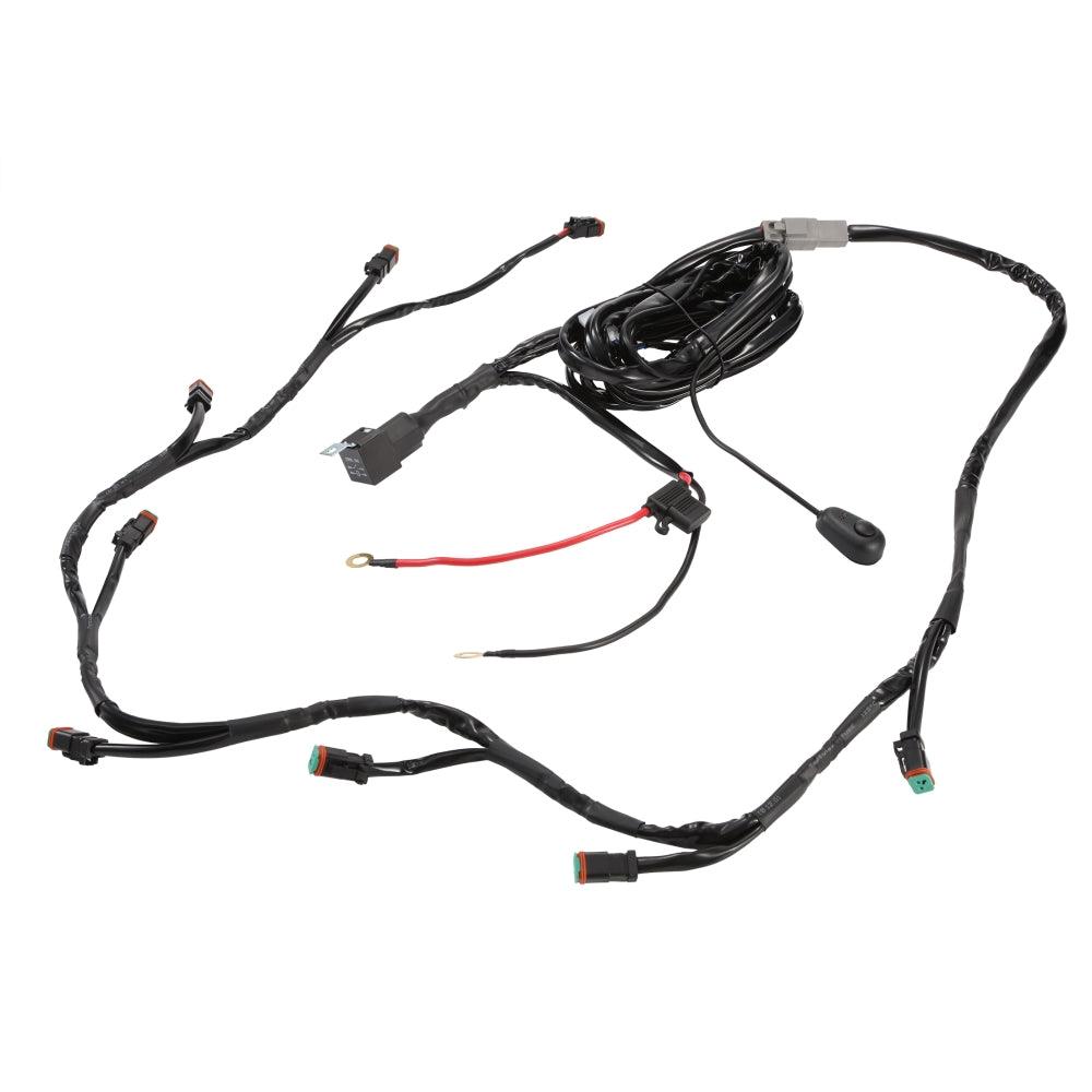 8 LED Pod Light Power Wiring Harness Kit with 2 PIN DT Plug - Waterproof Off-Road Lighting for Trucks, ATVs, UTVs & Boats - Perfect for Night Driving, Camping & Outdoor Adventures