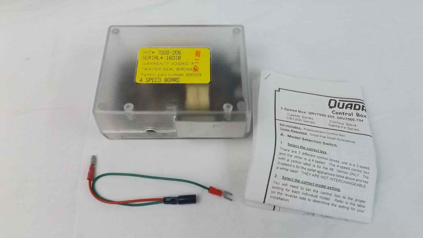 QuadraFire Mt Vernon Stove 4-Speed Control Board SRV7000-206 - Replacement Part for Wood Pellet Stoves - Perfect for Home Heating & Winter Use