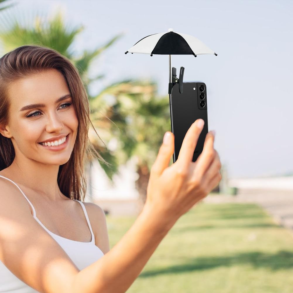 2 Pack Magnetic Phone Umbrella Sun Shade - Mini Portable Sunshade with Stand for Outdoor Smartphones, Perfect for Beach, Pool, Camping & Photography