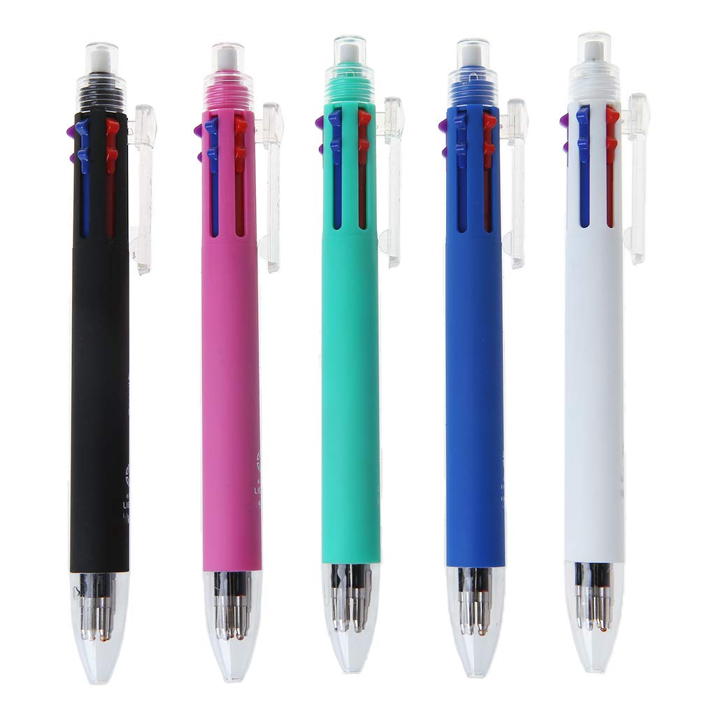 5 Colors Retractable Ballpoint Pens + Mechanical Pencil, 6-in-1 Multi-Function Smooth Writing Pen Set for School, Office & Daily Use - Perfect for Note Taking, Journaling & Professional Work