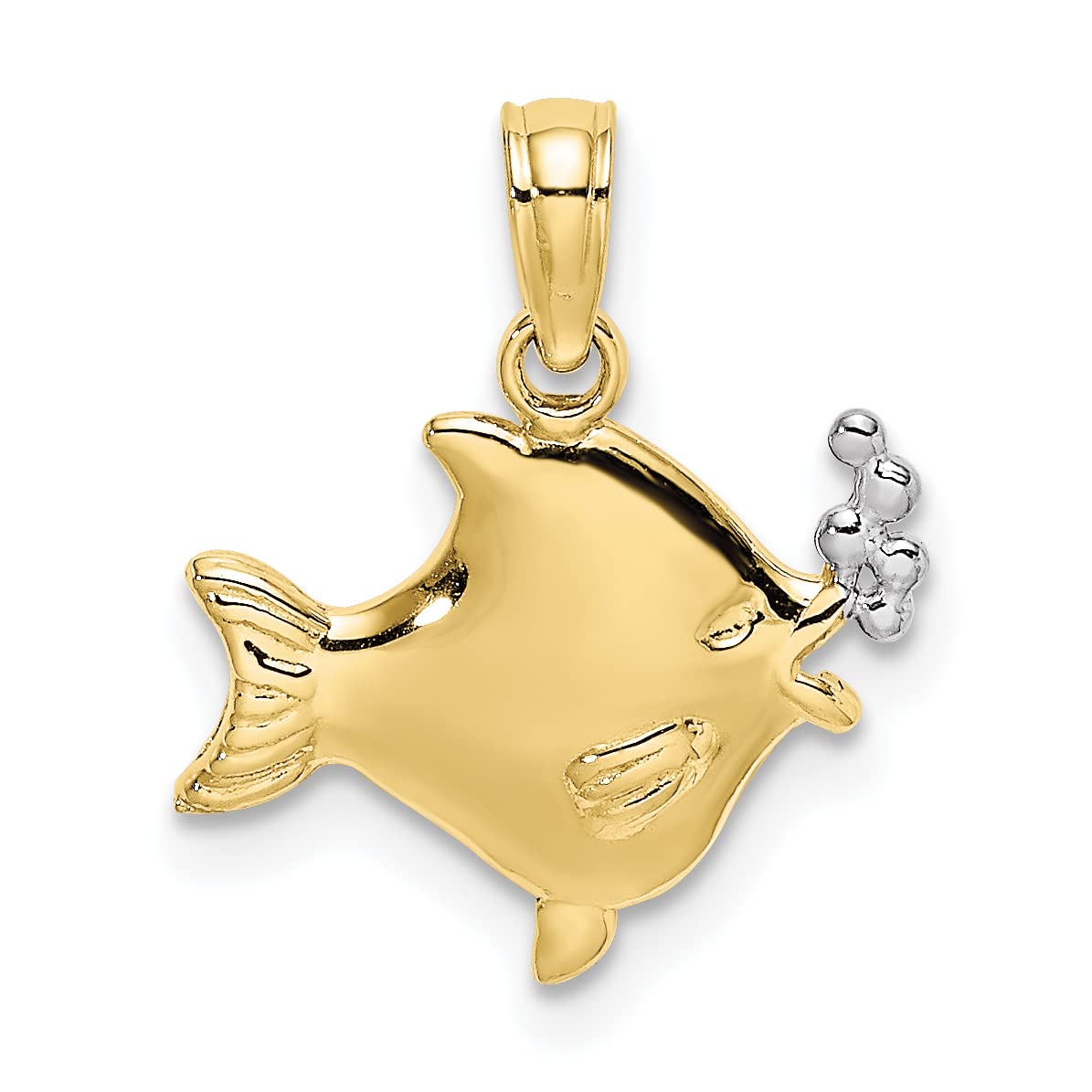 10K Yellow Gold 2-D Fish with Bubbles Charm Pendant - Elegant Jewelry Gift for Women - Perfect for Birthdays, Anniversaries & Special Occasions