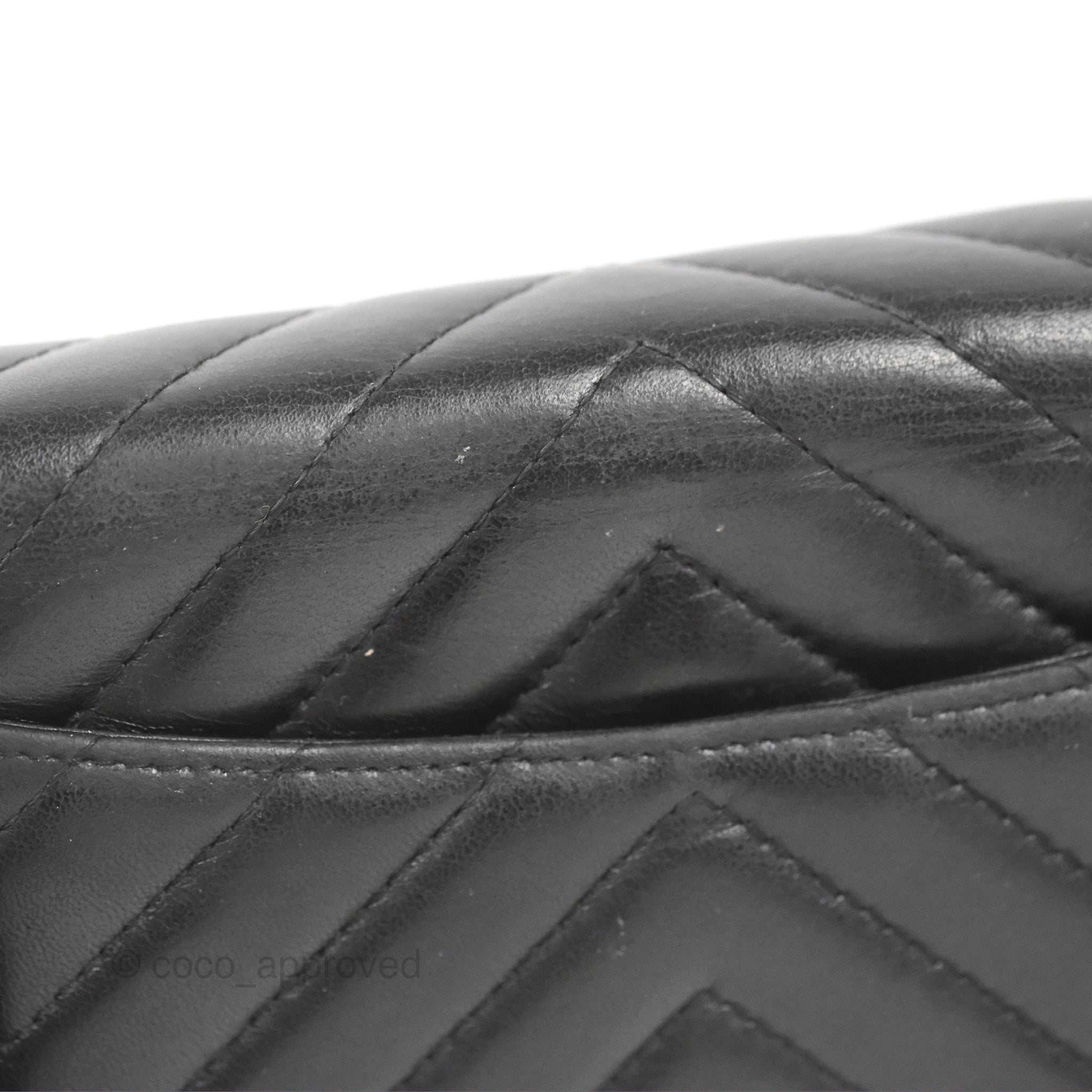 Chanel Classic Chevron Wallet on Chain WOC - Black Lambskin Leather with Silver Hardware | Crossbody Bag for Women, Perfect for Evening Events & Daily Use