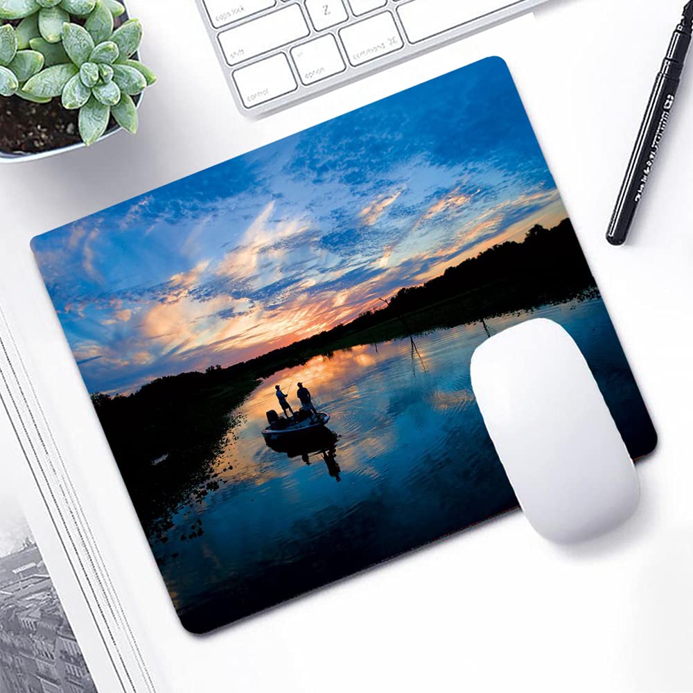 Premium Navy Blue Fishing Scenic Mouse Pad - Non-Slip Office Desk Mat for Computers & Laptops - Perfect for Gaming, Work & Home Office Decor