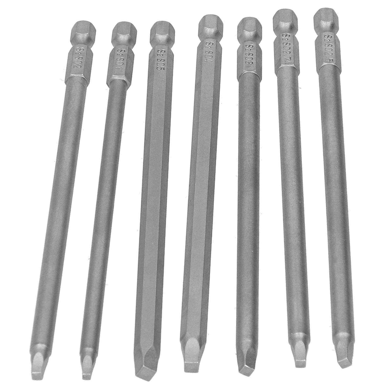 7Pcs 150mm High Hardness Chrome Vanadium Steel Electric Screwdriver Bit Set - Durable Square Shank for Power Tools, Home Hardware & DIY Projects (Perfect for Furniture Assembly, Electronics Repair & Automotive Maintenance)