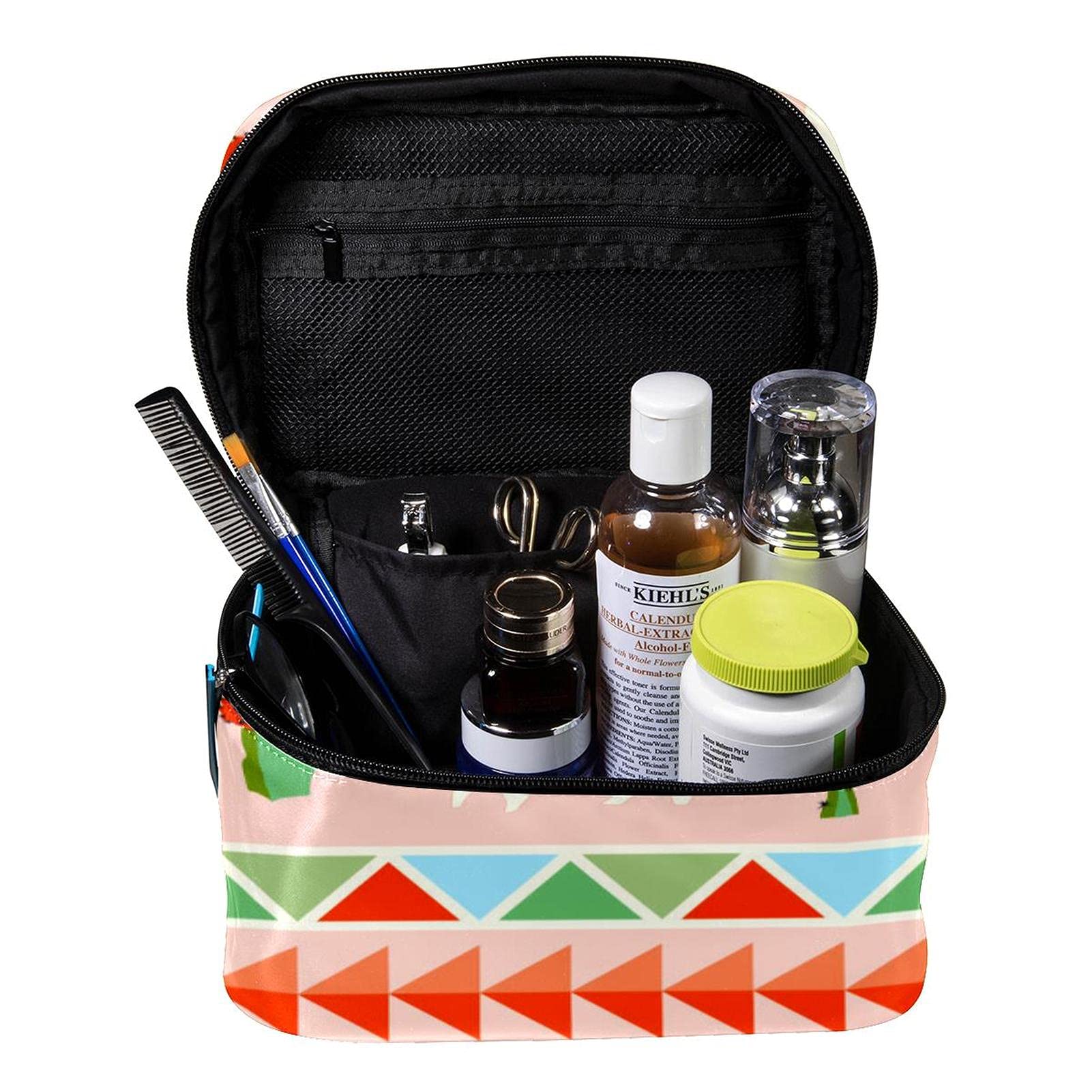 Stylish Tribal Llama Cactus Travel Makeup Bag - Large Cosmetic Organizer with Zipper for Women & Girls | Perfect for Vacation, Gym & Daily Essentials Storage