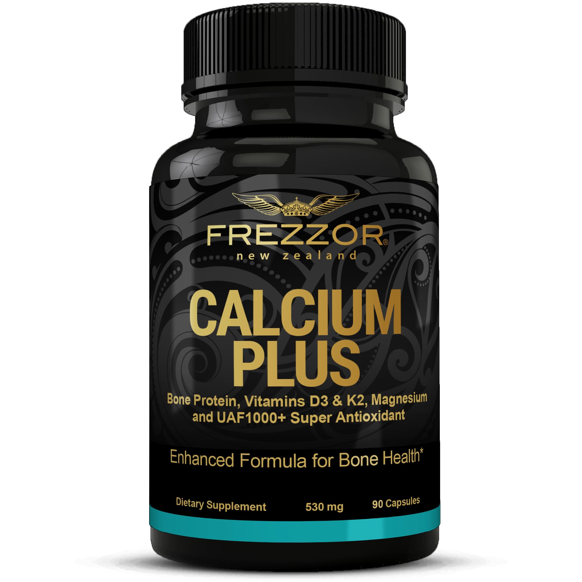 FREZZOR Calcium Plus with UAF1000+ | New Zealand Natural Raw Calcium Supplement for Bone Strength, Teeth Health & Cardiovascular Support | Contains Phosphorus, Magnesium, Collagen & Selenium | 90 Capsules per Bottle | Ideal for Daily Wellness, Active Lifestyles & Senior Health Support