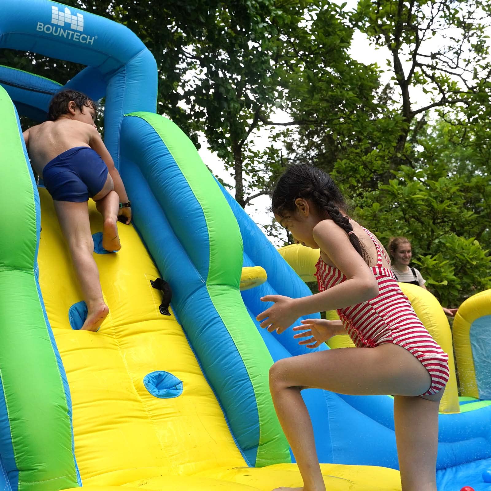 BOUNTECH 16x12FT Inflatable Water Slide for Kids & Adults - Mega Backyard Waterslide Park with Adventure Slide, Splash Pool & Climbing Wall - Outdoor Summer Party Toy for Birthday, BBQ & Family Gatherings