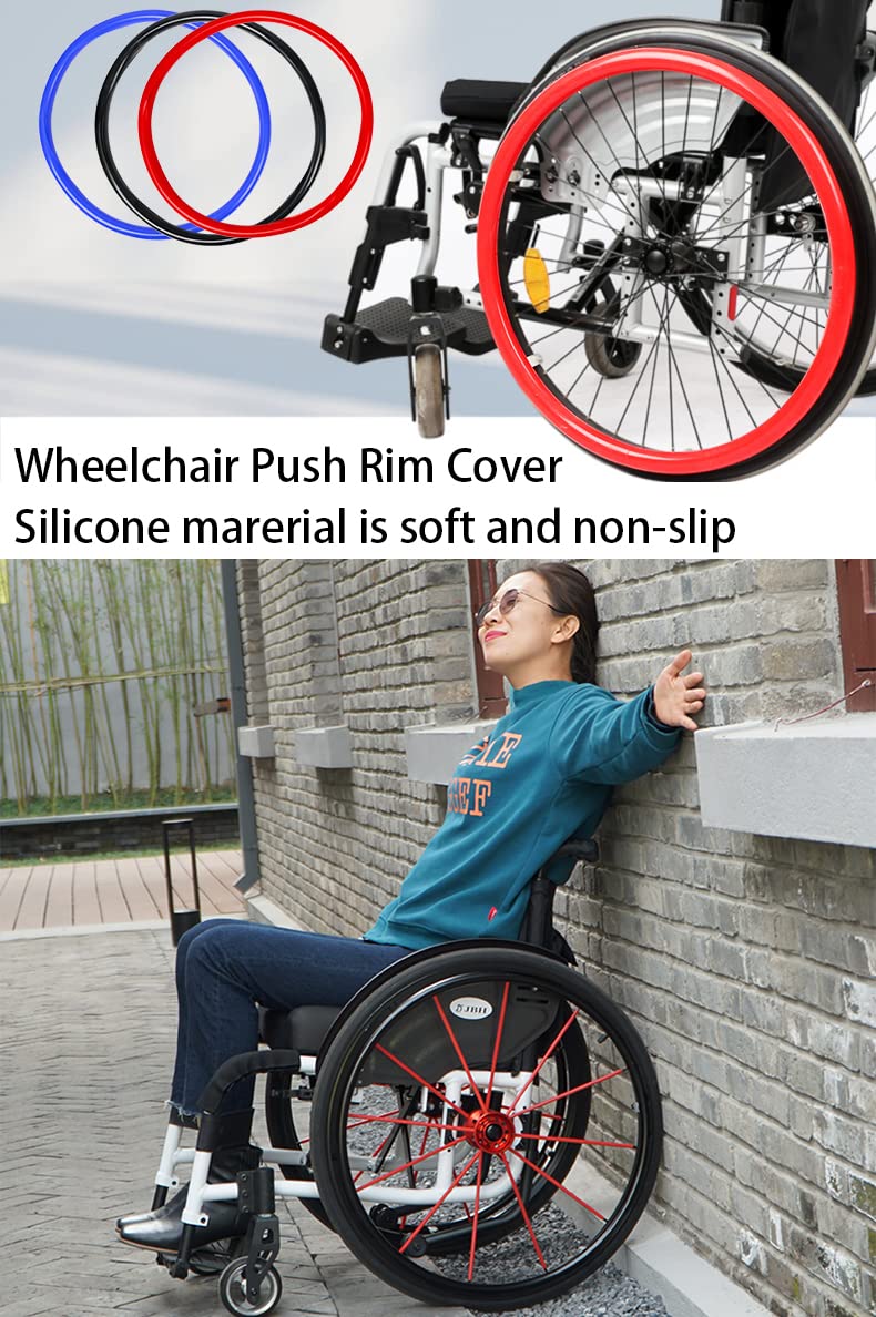 Non-Slip Silicone Wheelchair Push Rim Covers - 24 Inch Hand Grips (1 Pair, Orange) - Durable Rear Wheel Accessories for Enhanced Safety & Comfort - Perfect for Daily Mobility, Outdoor Activities & Rehabilitation