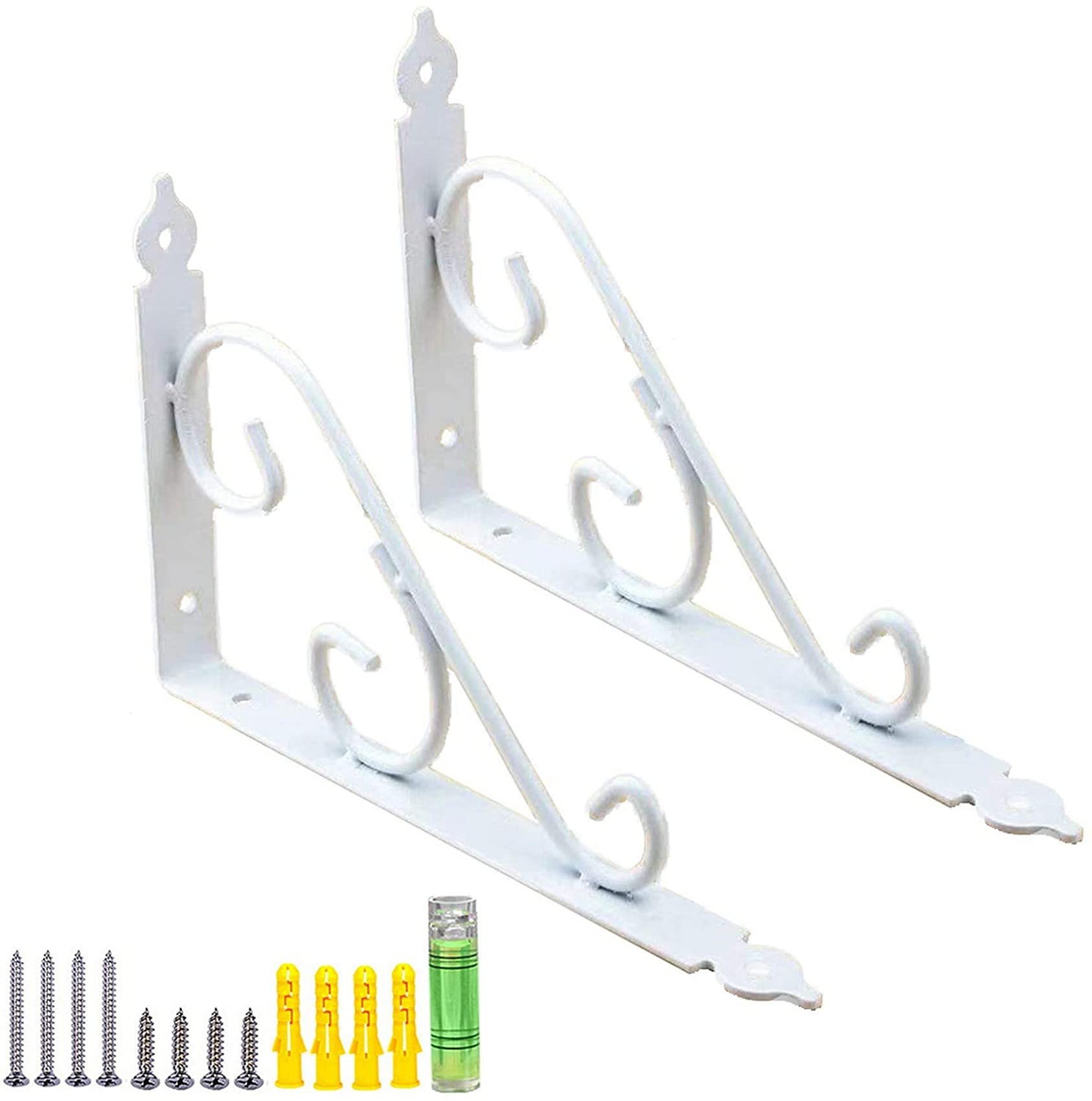 Heavy Duty Iron Shelf Brackets 2-Pack (350mm) - Wall Mounted for Floating Shelves & Storage