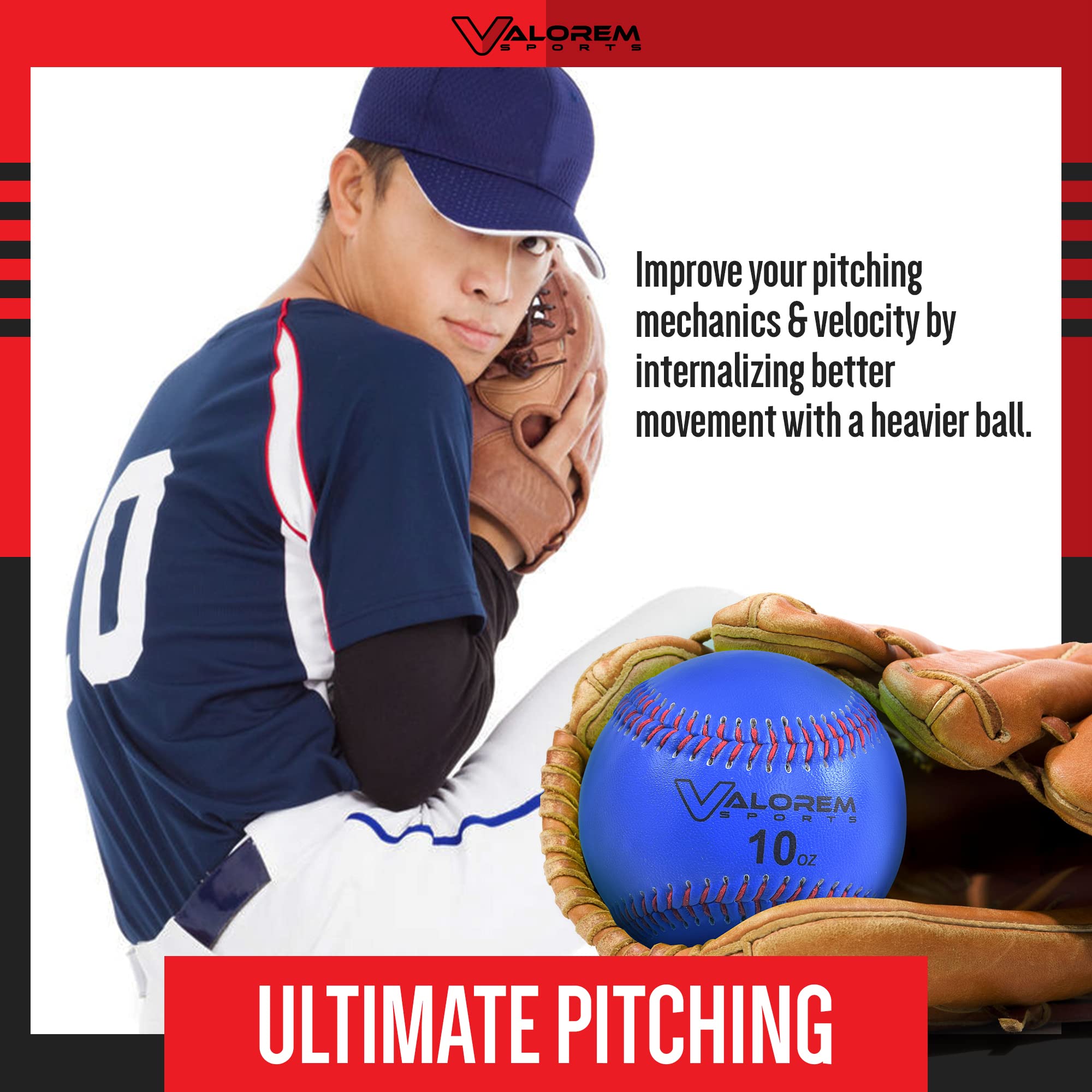 Weighted Baseballs for Pitching & Hitting Training - 3 Pack (8oz, 10oz, 12oz) with Free J-Bands & Carry Bag - Regulation Size Baseballs for Youth & Adult Softball Practice - Improve Pitching Speed & Batting Power - Perfect for Home, Field, or Gym Training