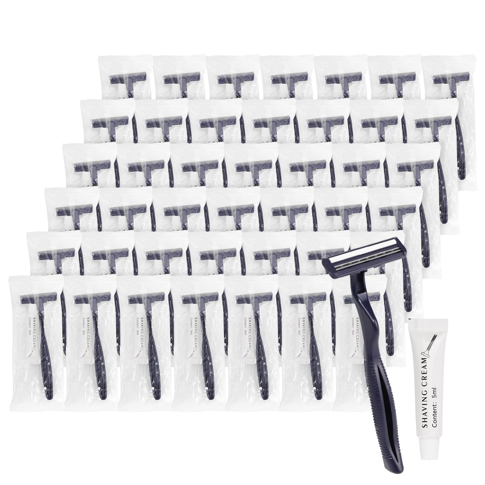 Bulk Disposable Razors with Knife Cap - 30 Pack Individually Wrapped Razors with Shaving Cream for Hotels, Shelters & Nursing Homes | Travel, Grooming & Hygiene Essentials