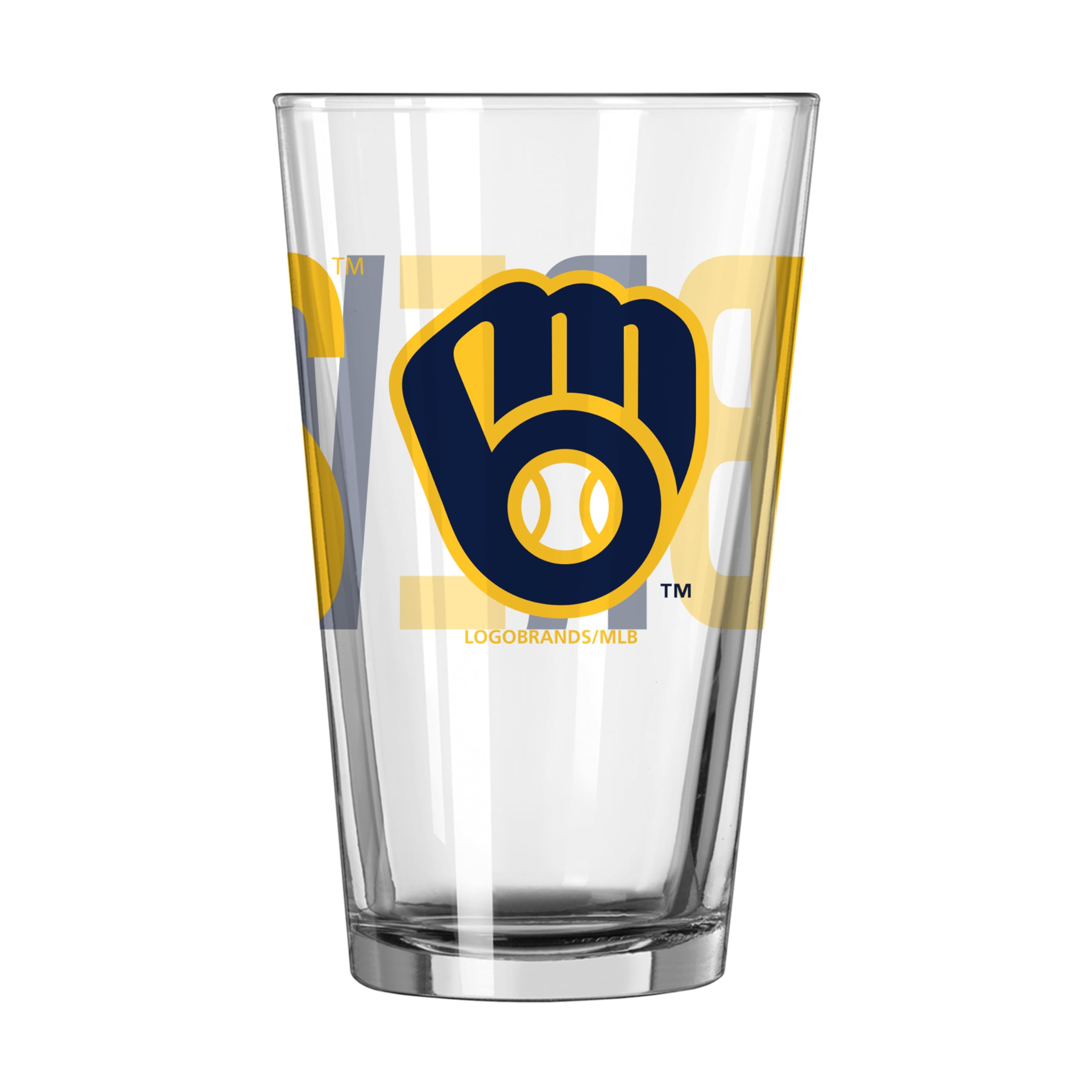 MLB Overtime 16oz Pint Glass - Milwaukee Brewers Official Licensed Barware - Perfect for Beer, Cocktails & Game Day Celebrations