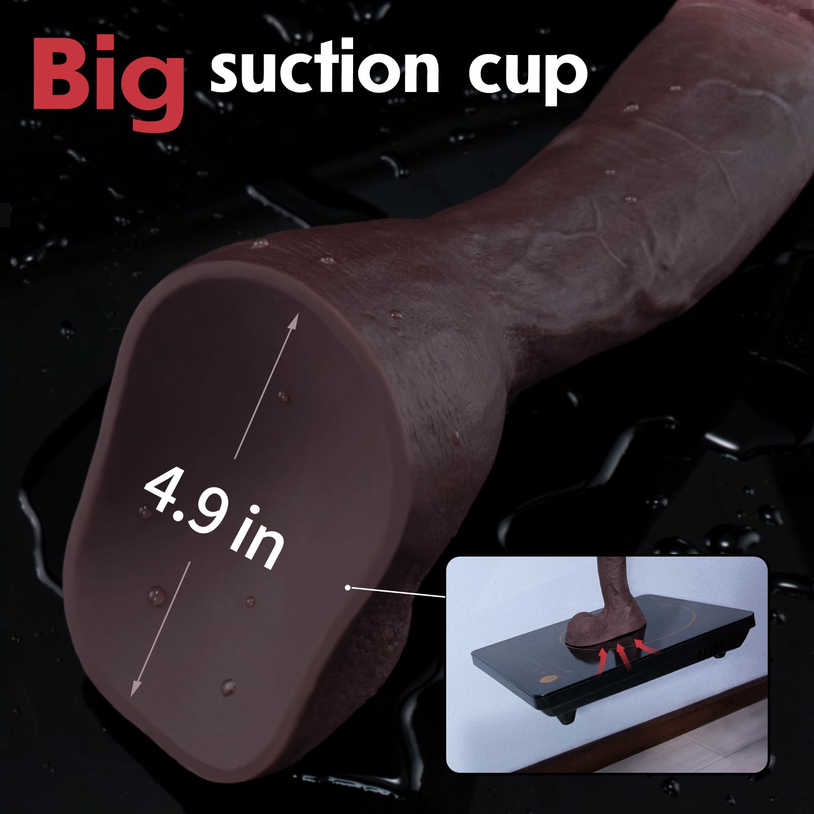 9 Inch Realistic Black Dildo - Skin-Like Feel with Strong Suction Cup | Soft Liquid Silicone Anal & Vaginal Sex Toy for Men & Women | Perfect for Hands-Free Play, Couples Fun & Solo Pleasure